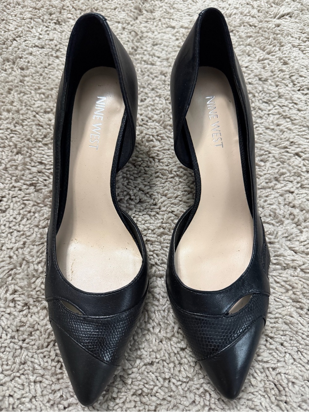 Nine West Black Pointed Toe Cutout Pumps